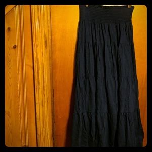 Tiered navy blue maxi skirt